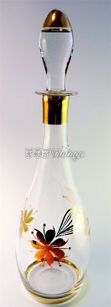 Brown & Gold Flowered Decanter