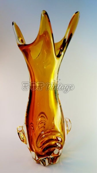 Amber Art Glass Vase